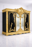 Luxury Gold & Black Designer Wardrobe | Premium Italian Carving Almirah