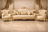 Royal Classic Gold Sofa Set (3+1+1) – European Palace-Style Hand-Carved Living Room Furniture