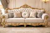 Luxury Royal Sofa Set for Living Room – Classic European Gold Carved Design with Marble Center Table
