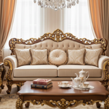 Royal Classic Living Room Sofa Set – European Palace-Style Hand-Carved Wooden Furniture