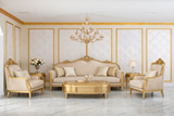 Luxury Classic Gold Sofa Set (3+1+1) – Royal European Hand-Carved Living Room Furniture