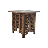 Traditional carved teak wood bedside table