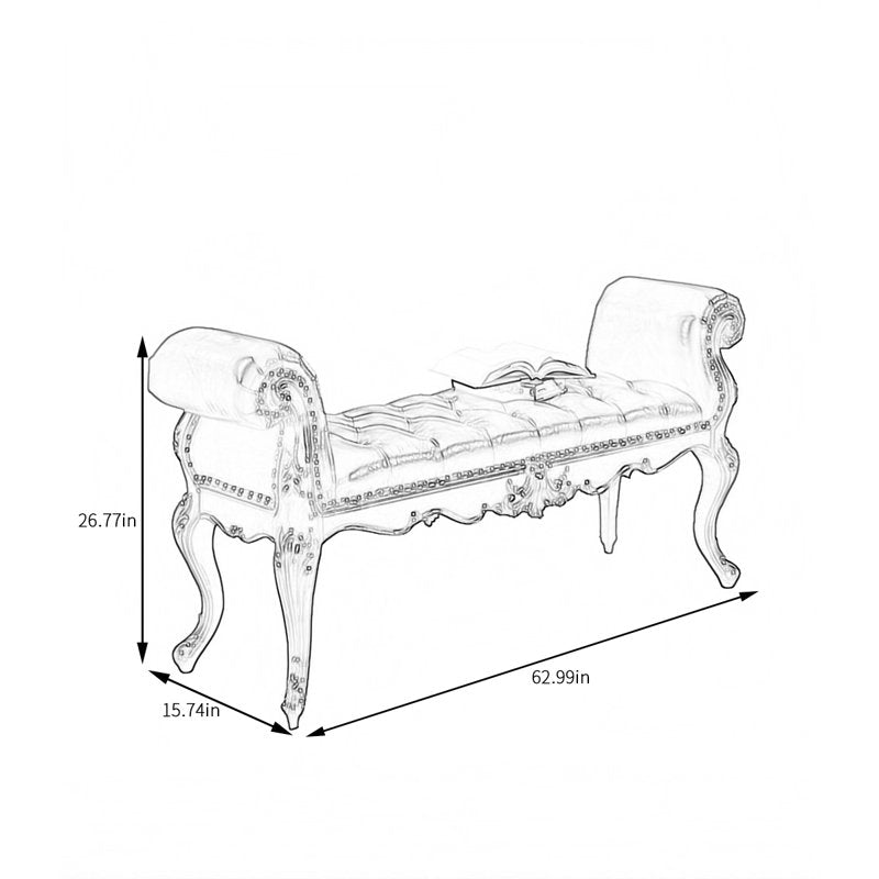 Elegant solid wood leather seating bench