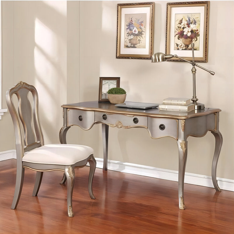 Luxury hallway table with storage drawers and gold accents