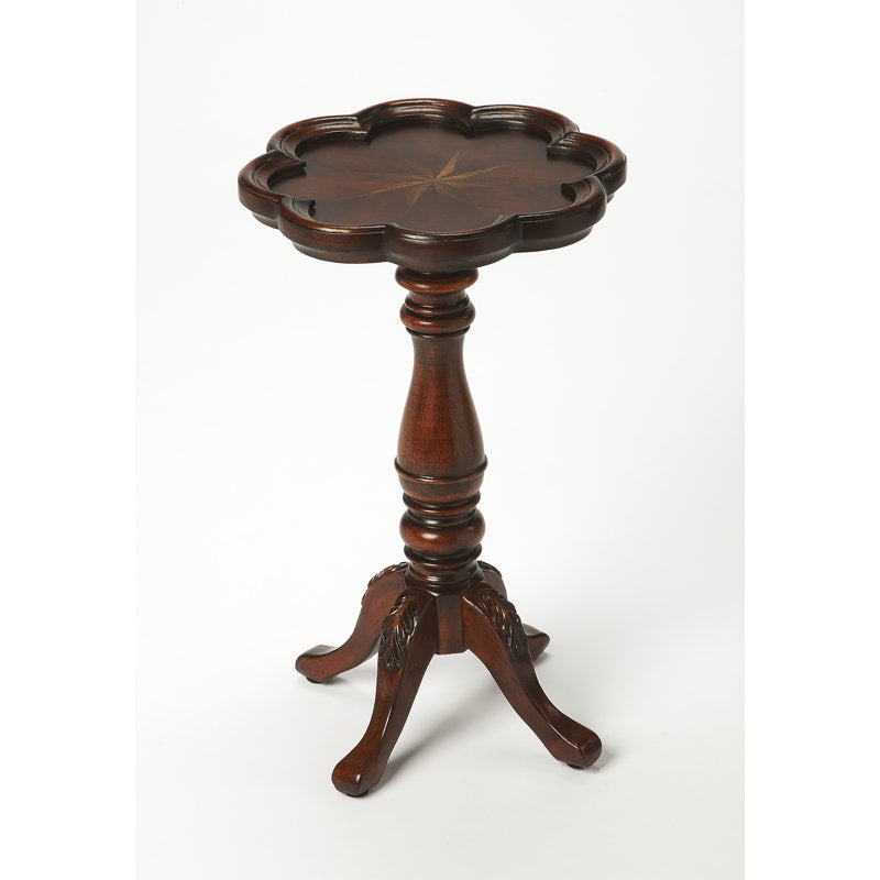 Antique style wooden side table with flower top design
