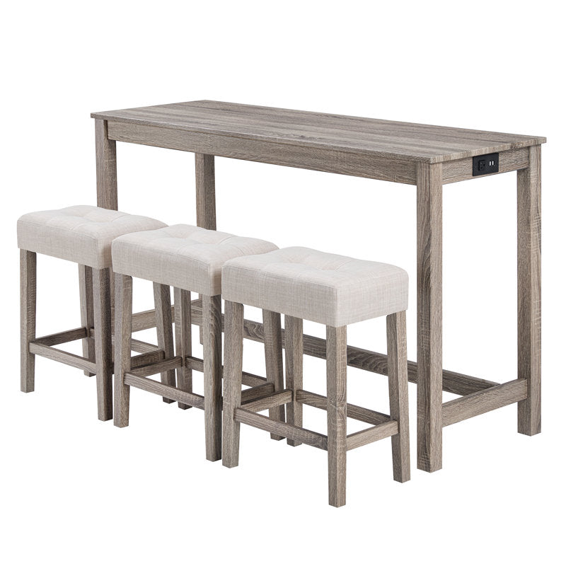 Space saving six seater teak wood dining set