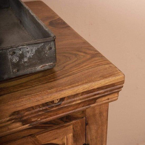 Traditional Sheesham wood elephant carved accent cabinet