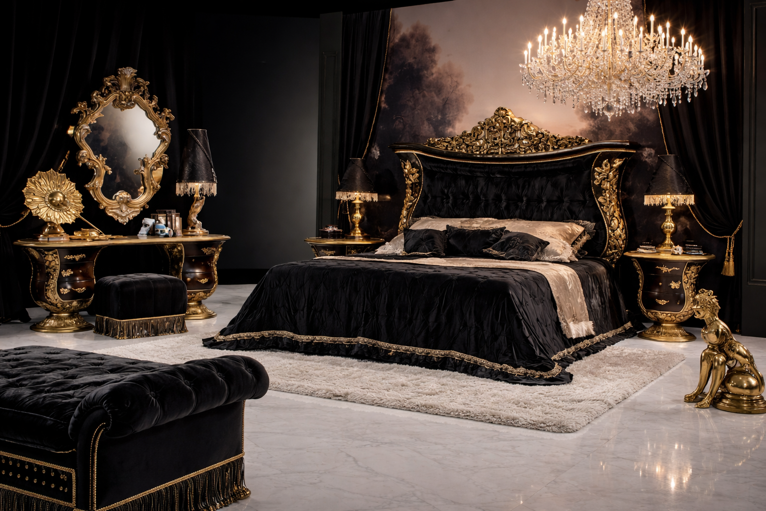 Luxury Royal King Size Bedroom Furniture Set – Complete Premium Antique Collection