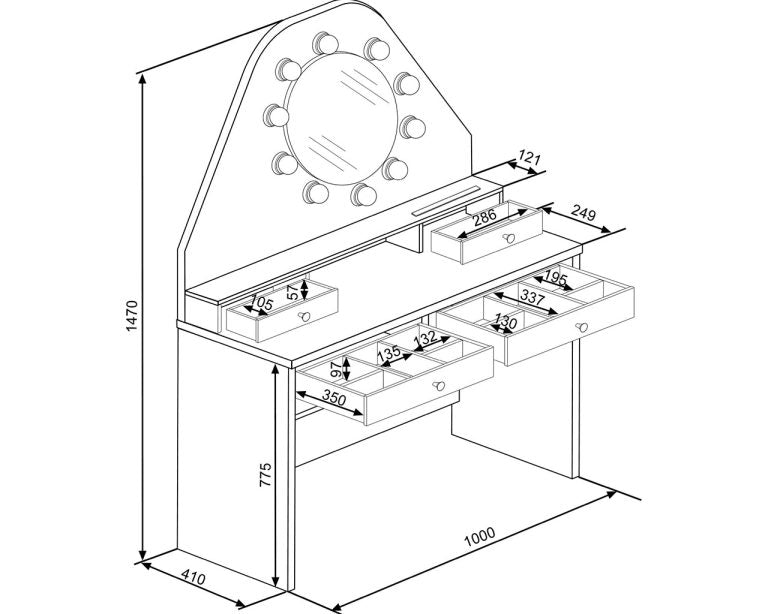 bedroom vanity set with cushioned stool