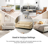 Premium beige upholstered wooden sofa