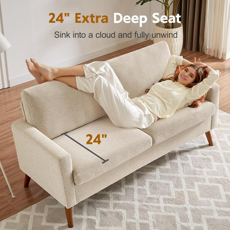 Durable solid teak wood upholstered sofa