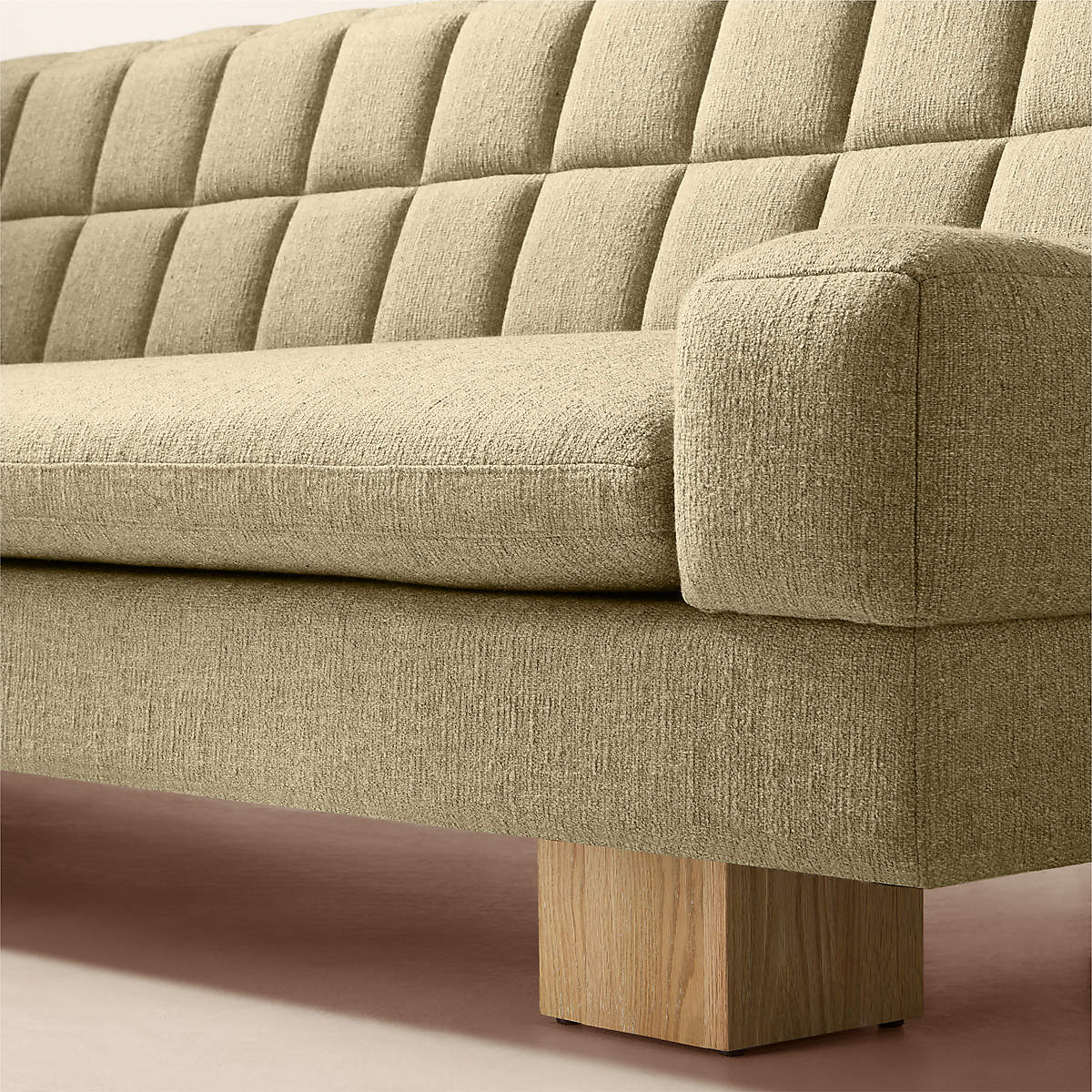 Scandinavian style teak wood upholstered couch