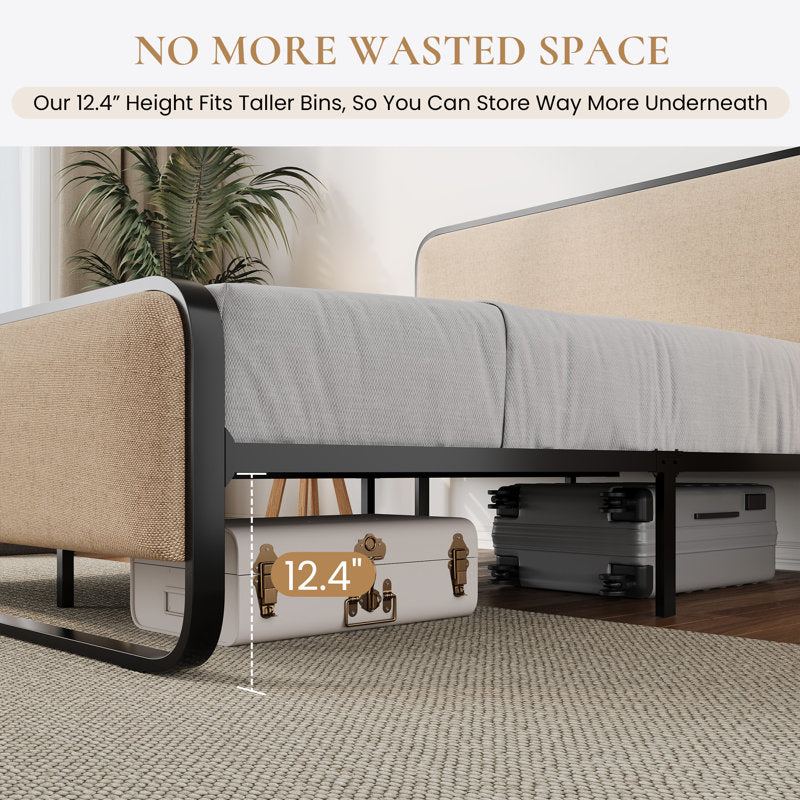 Stylish contemporary teak wood bed frame