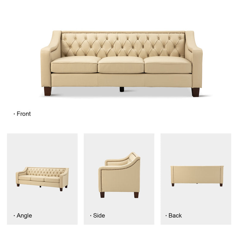 Elegant teak wood Chesterfield couch