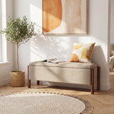 Modern teak wood bedroom storage bench with soft cushion

