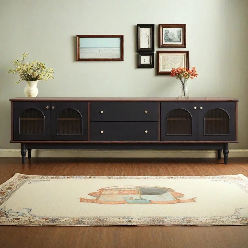 Contemporary black credenza console cabinet for living room storage