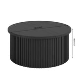 Modern round center table for living room with black fluted design