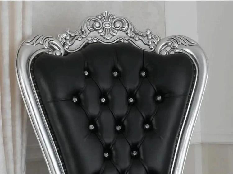 Elegant black and silver king throne chair for living room