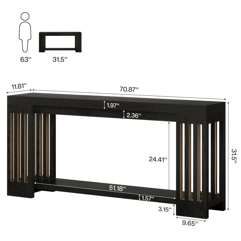 Black solid wood console table with modern contemporary look