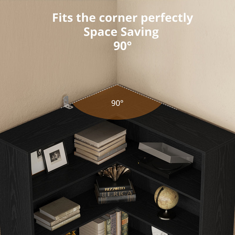 Elegant teak wood corner shelf for books and décor