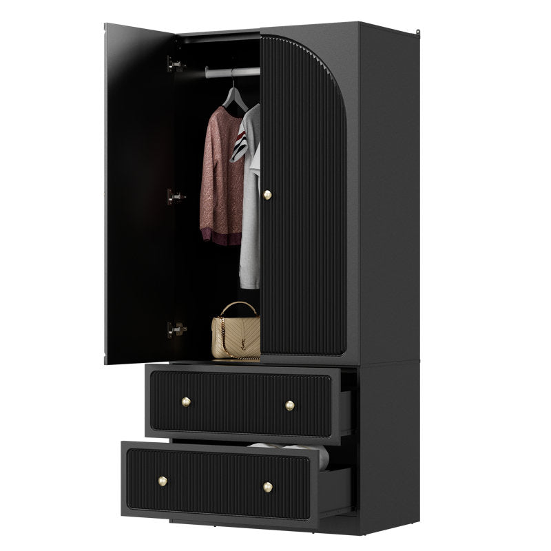 Luxury black wooden wardrobe for bedroom