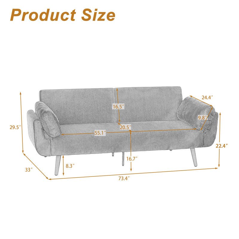 Designer blue corduroy living room sofa