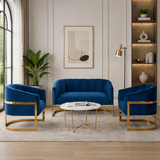 blue velvet sofa set with gold frame