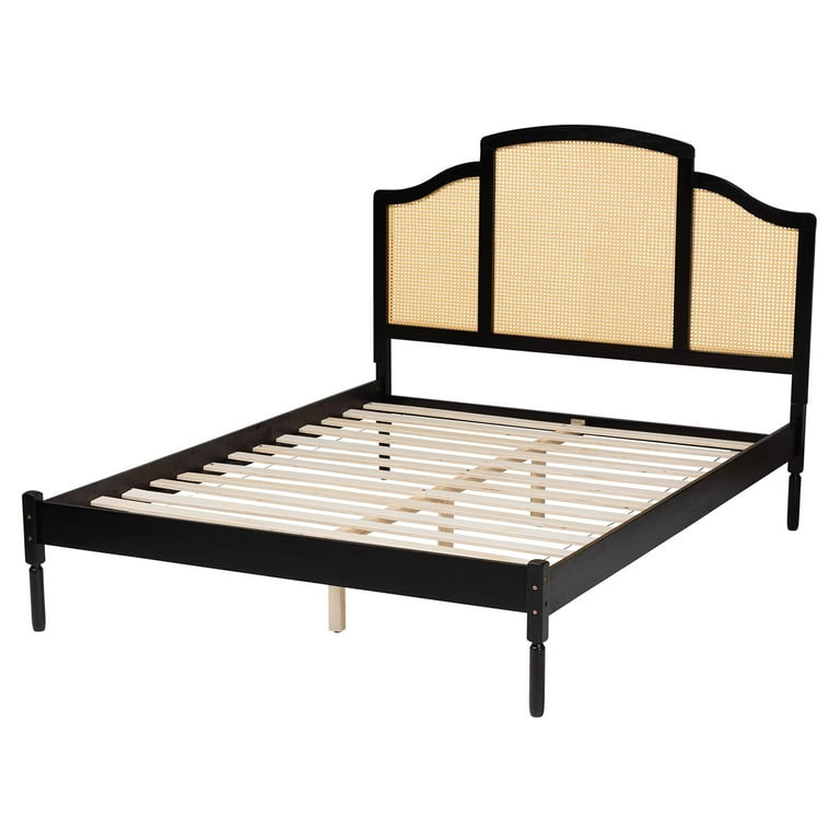 elegant wooden bed frame modern bedroom setup