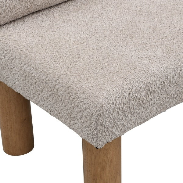 Premium bouclé dining bench with solid teak wood frame