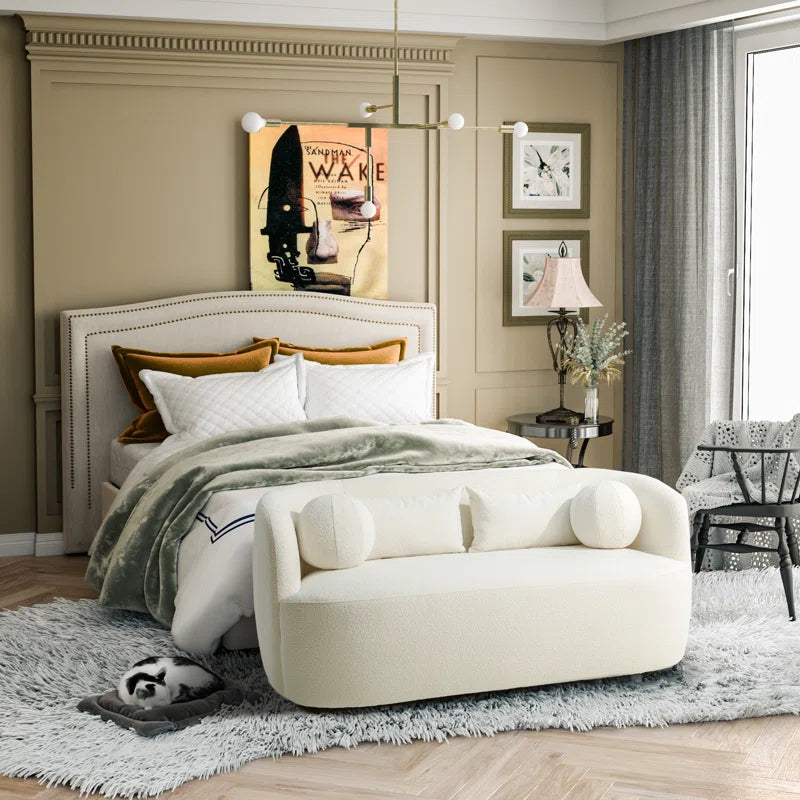 bouclé upholstered 2 seater couch