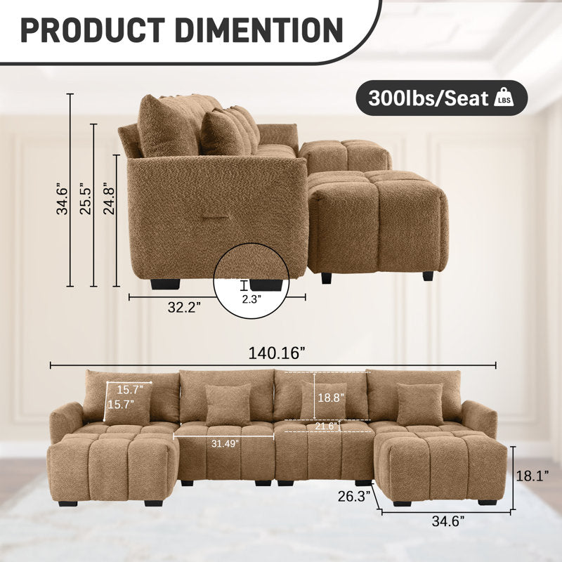 Modern brown couch with textured upholstery