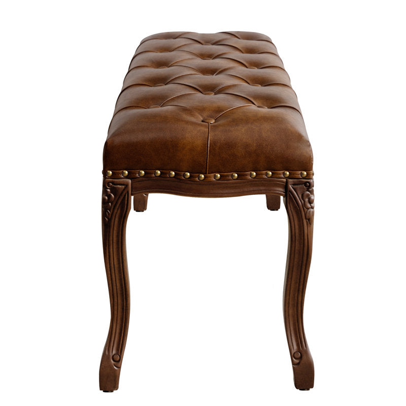Handcrafted teak wood bedroom seating bench