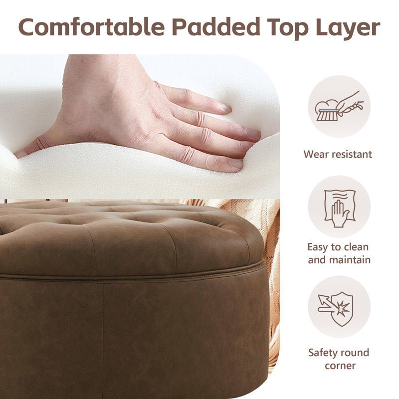 Modern round tufted ottoman coffee table
