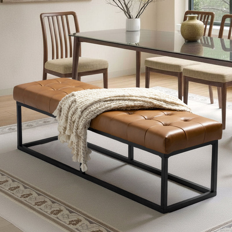 Upholstered teak bench for bedroom