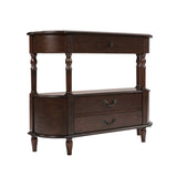 Handcrafted teak wood hallway table with shelf
