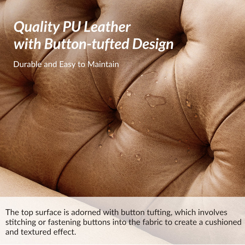 Elegant teak wood Chesterfield sofa set with deep button tufting