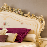 Premium luxury bedroom furniture bed in cream and gold finish