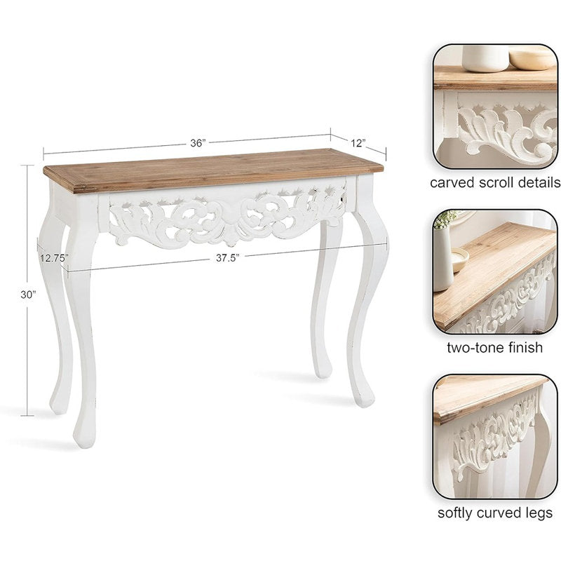 Elegant handcrafted teak wood accent table with cabriole legs