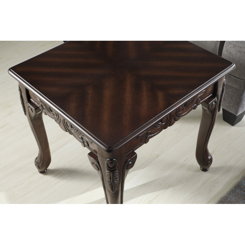 Solid teak wood accent table dark walnut finish