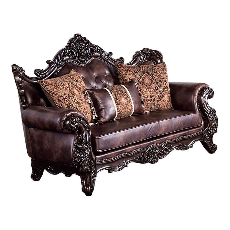 Premium Brown Teak Wood Sofa Set