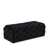 Chesterfield style black velvet ottoman bench handcrafted from teak wood