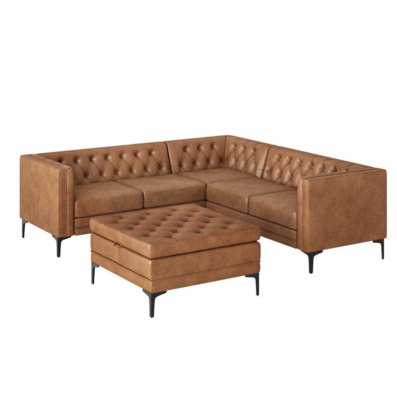 Premium teak wood L-shaped sofa for contemporary living rooms