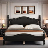minimalist black bed frame with curved design
