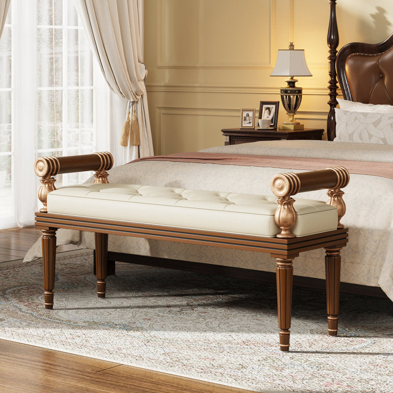 Elegant teak wood hallway bench