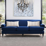 Premium living room sofa in royal blue velvet fabric