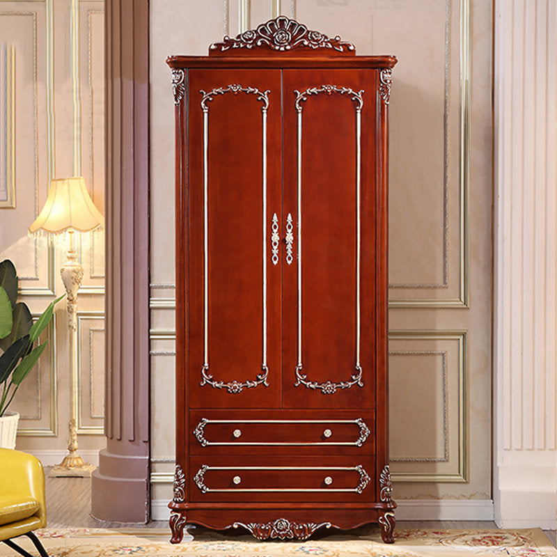 Premium teak wood almirah with carved design and drawers
