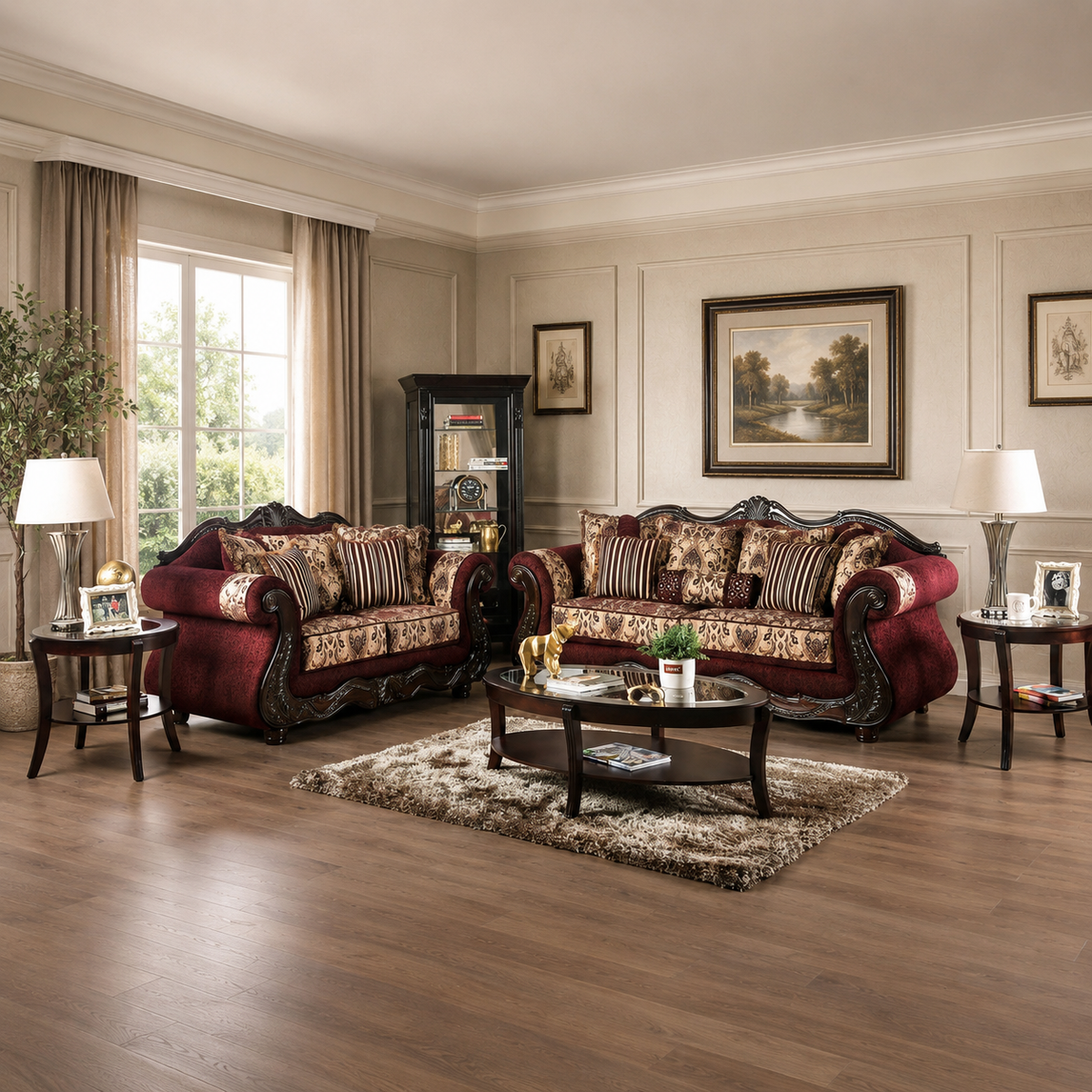 Luxury teak wood sofa set for elegant living room