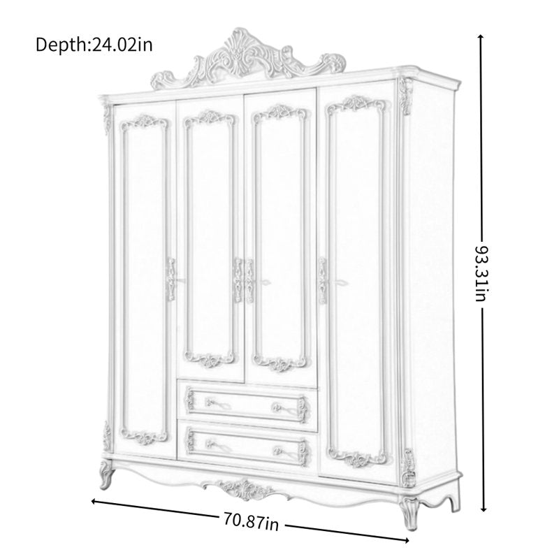 Premium solid wood wardrobe with storage drawers and shelves