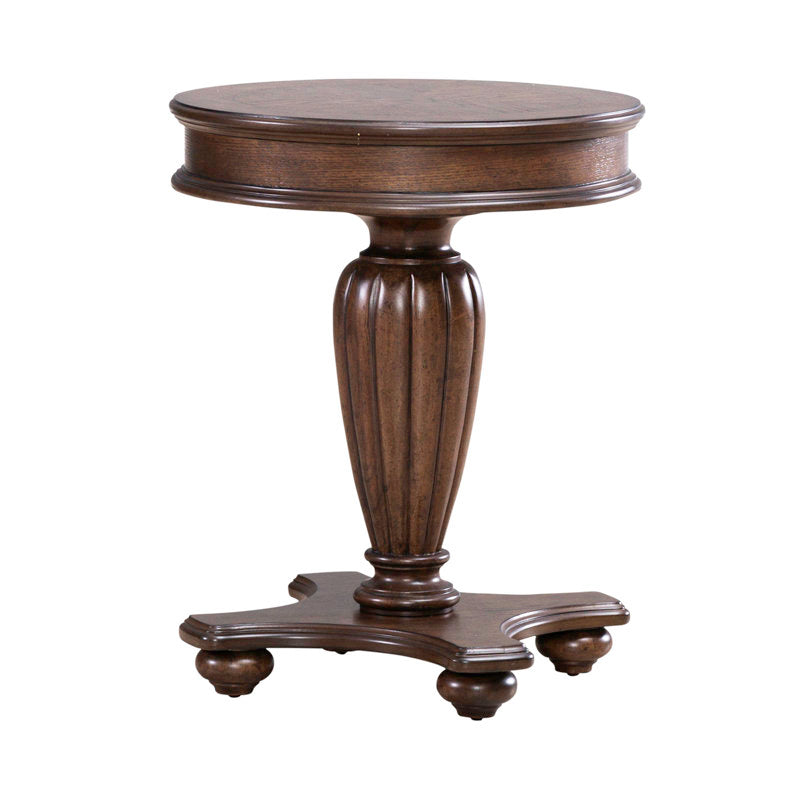 Round teak wood lamp table with classic design