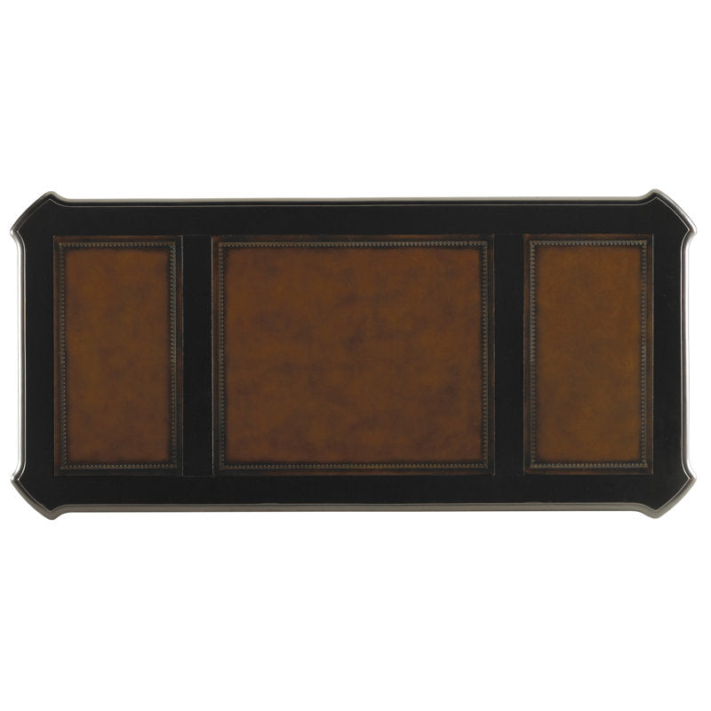 Elegant dark finish teak wood study desk with storage drawers